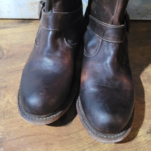 Bed Stu Stunning Distressed Brown Leather Tall Boots with Zippers And Buckle - Picture 3 of 16